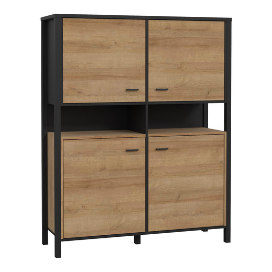 Cote | Furniture High Rock Display Cabinet, 4 Oak Doors - Black & Oak High Rock, Display Cabinets 801hrkk521-m197