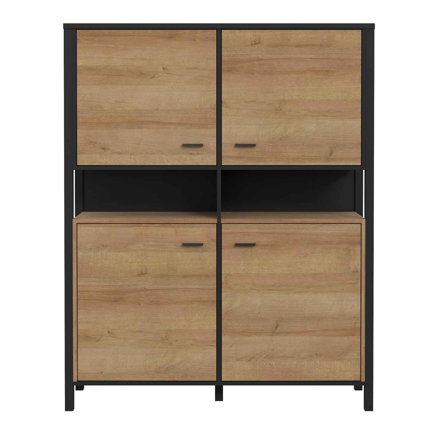 Cote | Furniture High Rock Display Cabinet, 4 Oak Doors - Black & Oak High Rock, Display Cabinets 801hrkk521-m197