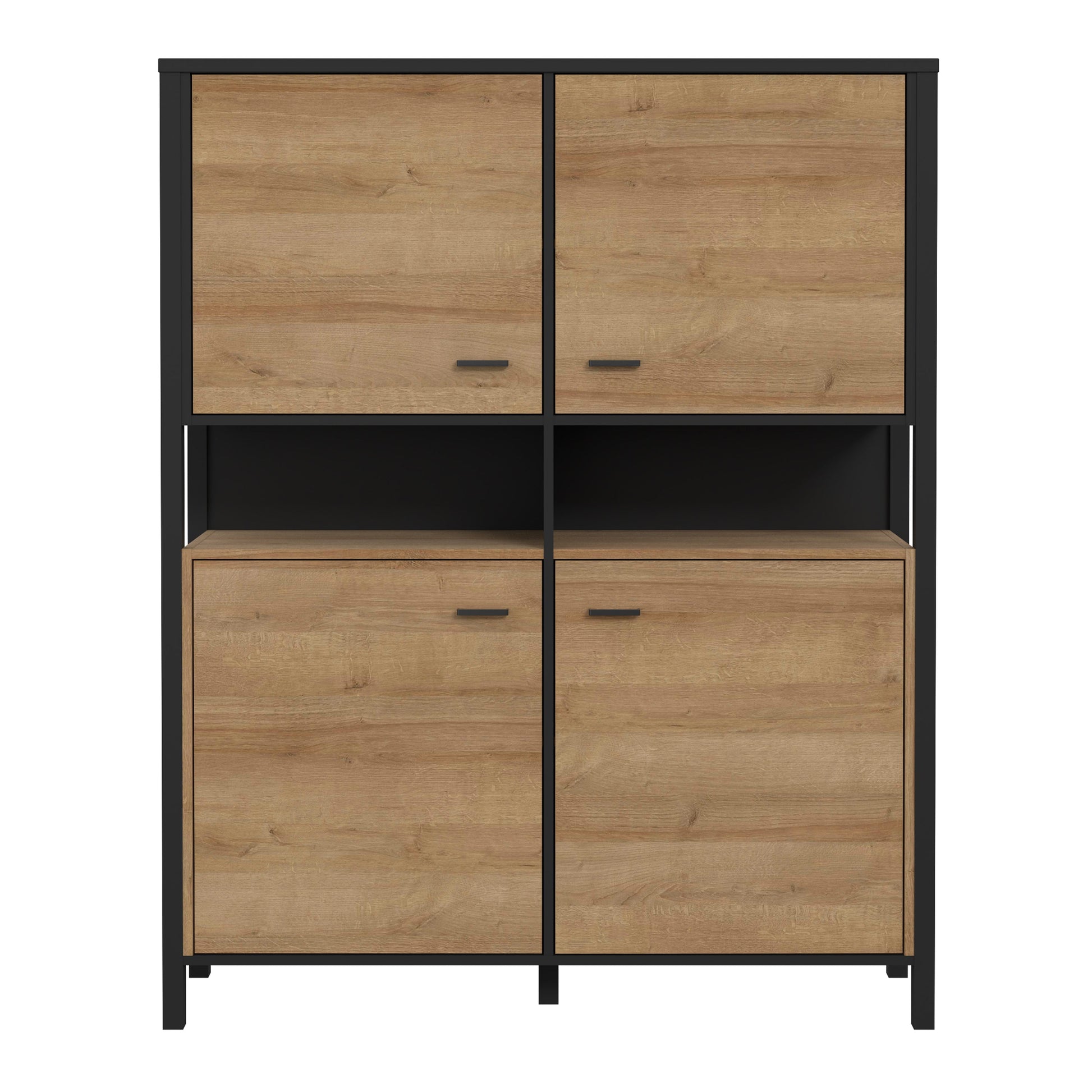 Cote | Furniture High Rock Display Cabinet, 4 Oak Doors - Black & Oak High Rock, Display Cabinets 801hrkk521-m197