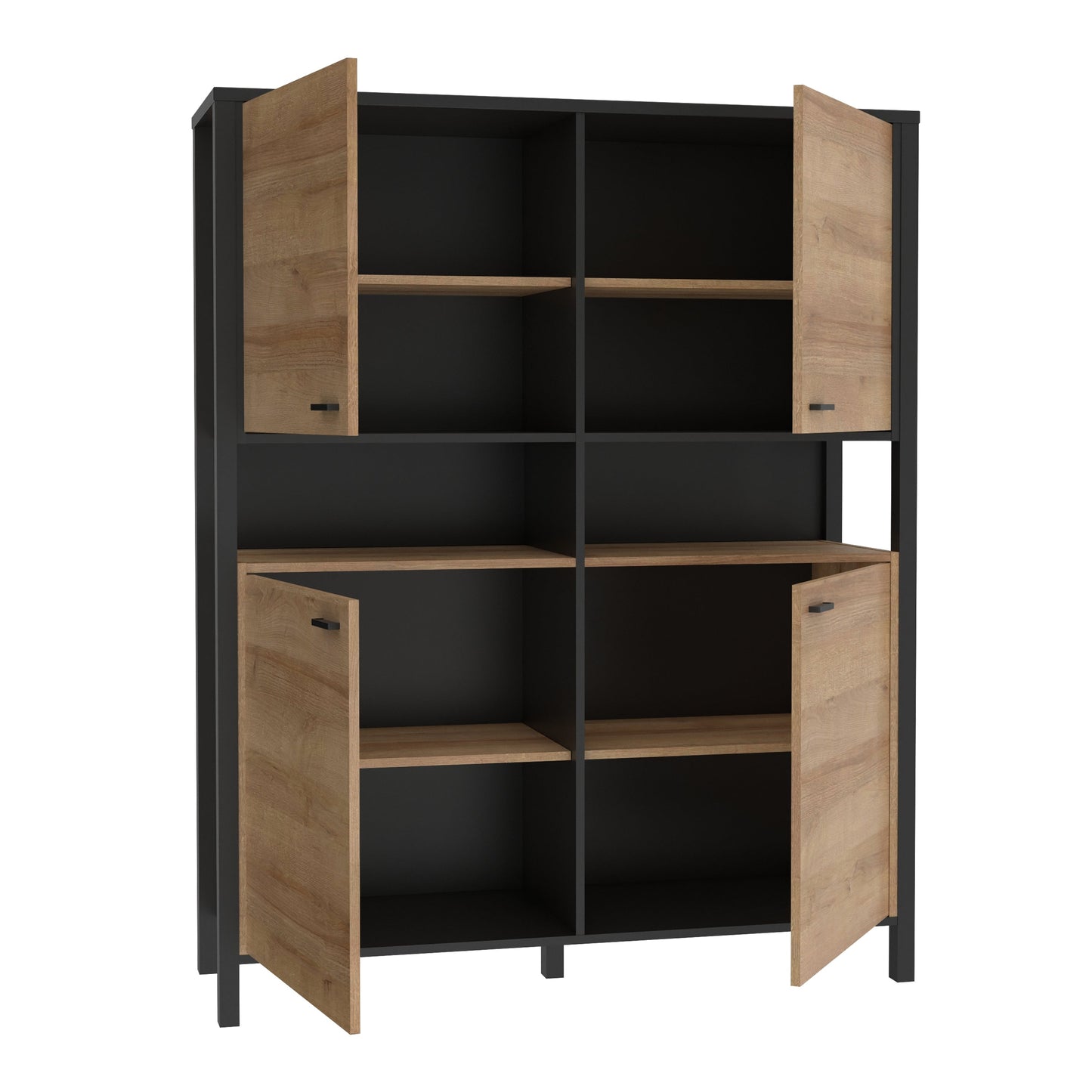 Cote | Furniture High Rock Display Cabinet, 4 Oak Doors - Black & Oak High Rock, Display Cabinets 801hrkk521-m197