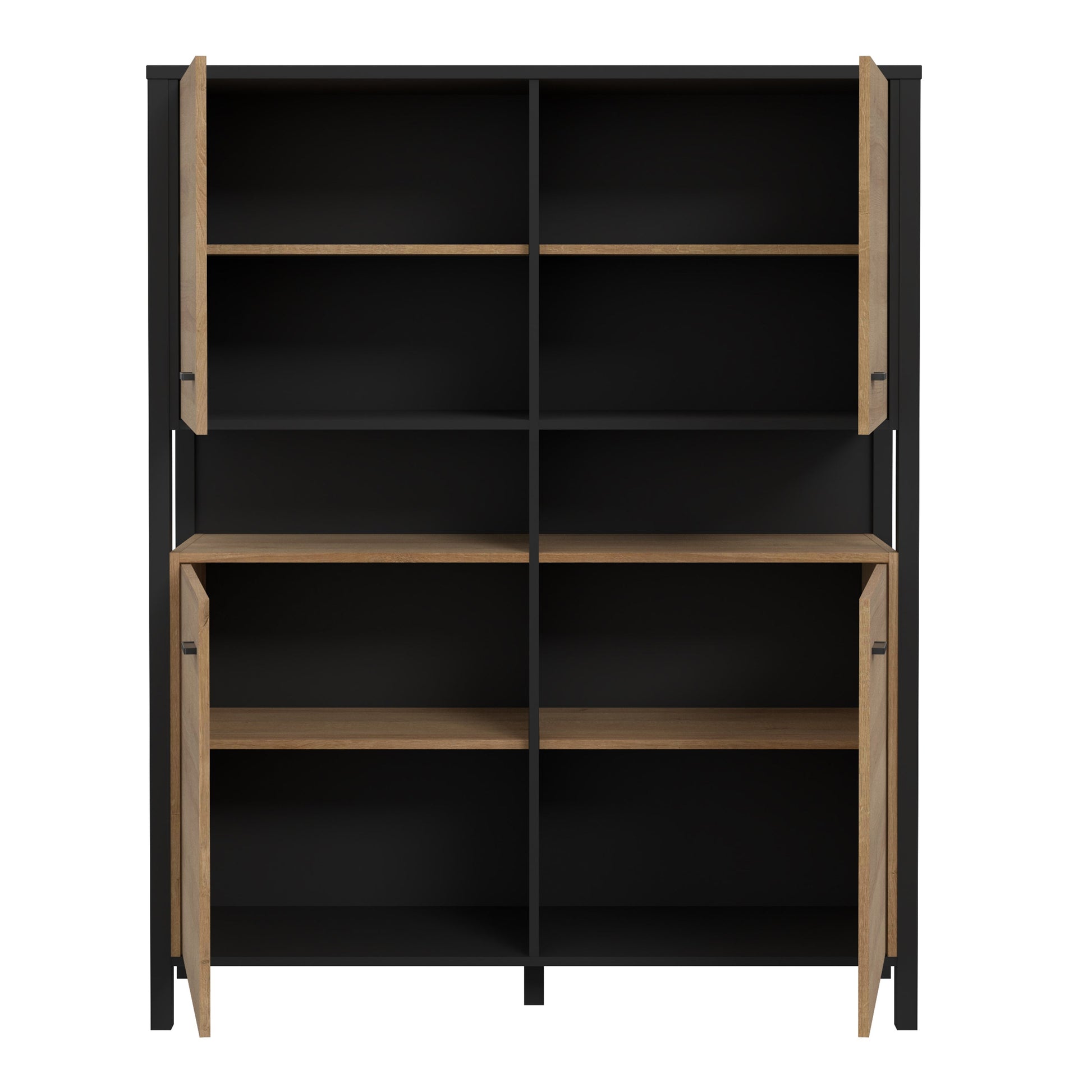 Cote | Furniture High Rock Display Cabinet, 4 Oak Doors - Black & Oak High Rock, Display Cabinets 801hrkk521-m197