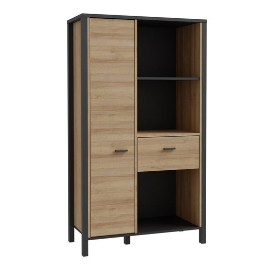 Cote | Furniture High Rock Shelf Unit (Wide), 1 Door + 1 Drawer - Black & Oak High Rock, Shelving 801hrkr521l-m197