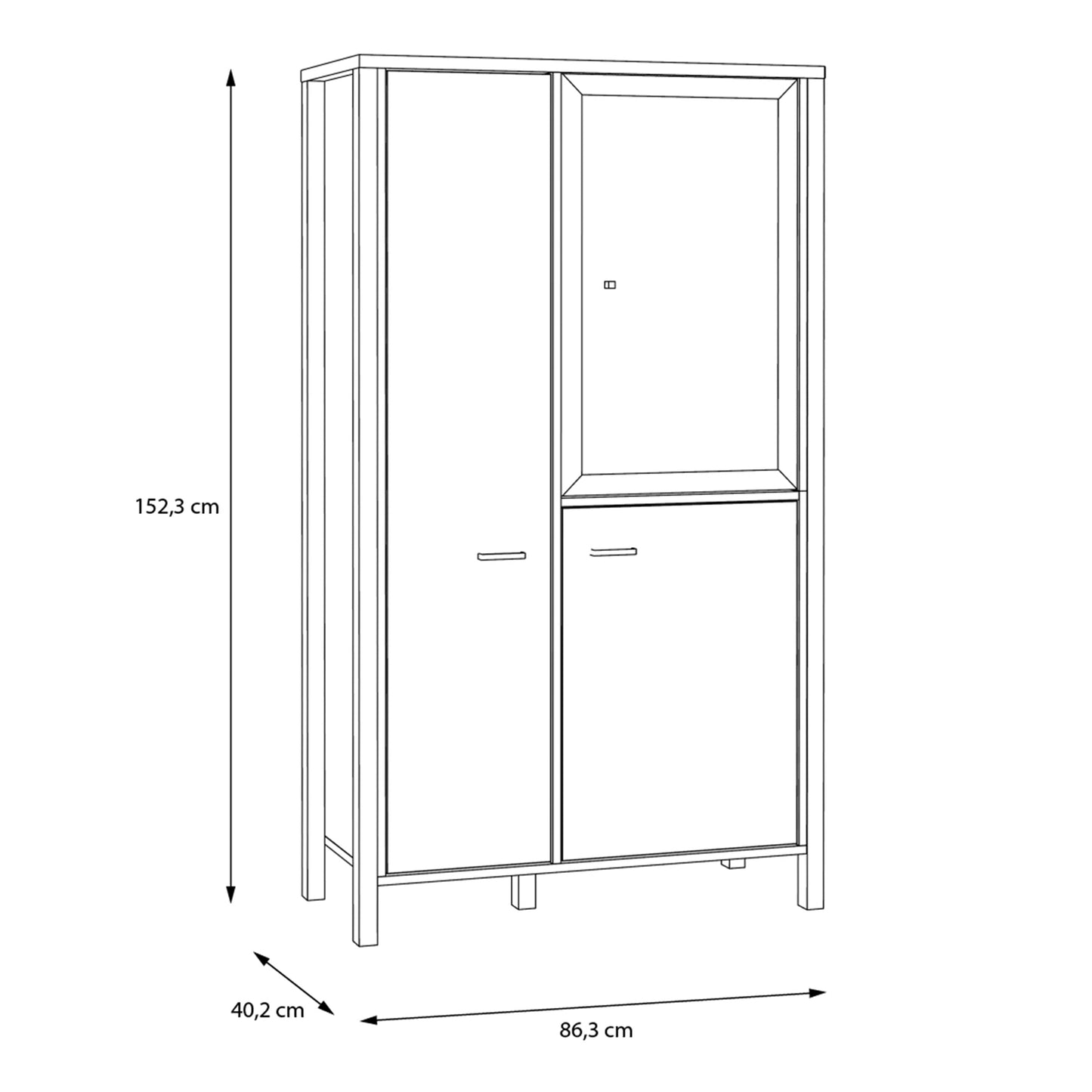 Cote | Furniture High Rock Small Display Cabinet, 1 Glazed Door + 2 Oak Doors -Black & Oak High Rock, Display Cabinets 801hrkv521-m197