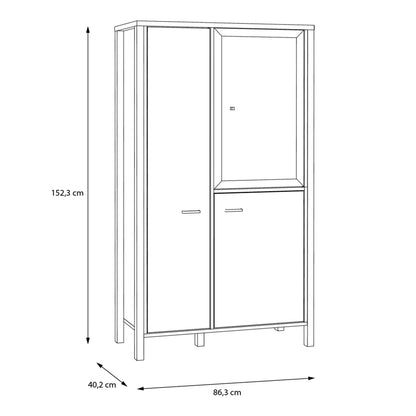 Cote | Furniture High Rock Small Display Cabinet, 1 Glazed Door + 2 Oak Doors -Black & Oak High Rock, Display Cabinets 801hrkv521-m197