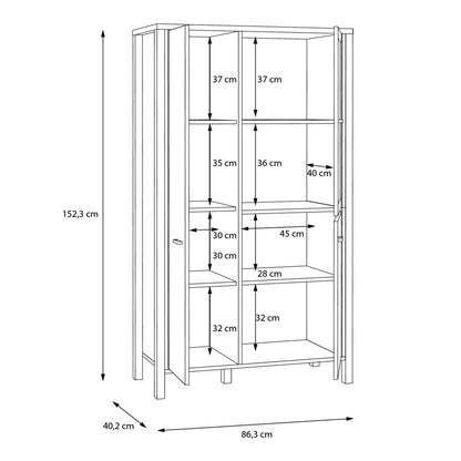 Cote | Furniture High Rock Small Display Cabinet, 1 Glazed Door + 2 Oak Doors -Black & Oak High Rock, Display Cabinets 801hrkv521-m197