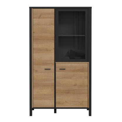 Cote | Furniture High Rock Small Display Cabinet, 1 Glazed Door + 2 Oak Doors -Black & Oak High Rock, Display Cabinets 801hrkv521-m197