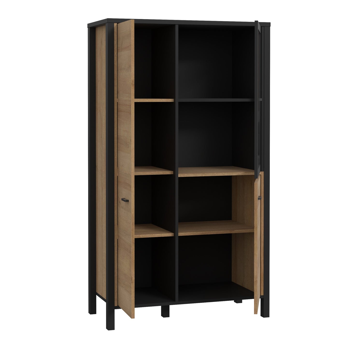 Cote | Furniture High Rock Small Display Cabinet, 1 Glazed Door + 2 Oak Doors -Black & Oak High Rock, Display Cabinets 801hrkv521-m197