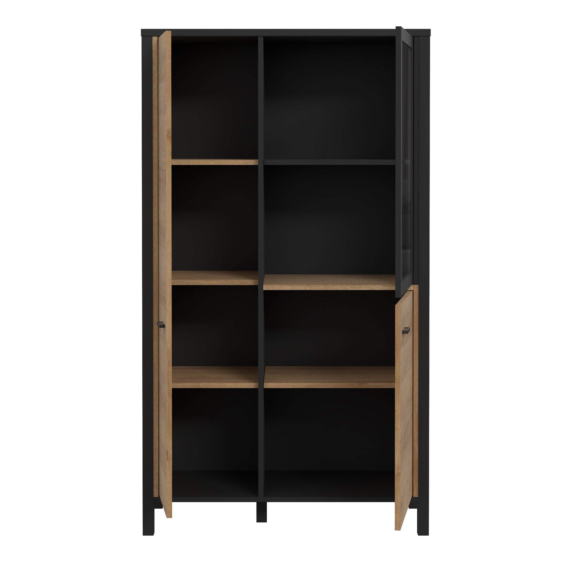 Cote | Furniture High Rock Small Display Cabinet, 1 Glazed Door + 2 Oak Doors -Black & Oak High Rock, Display Cabinets 801hrkv521-m197