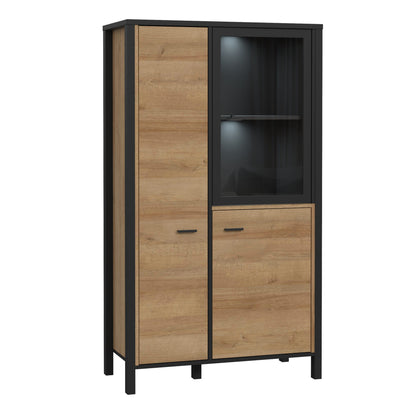 Cote | Furniture High Rock Small Display Cabinet, 1 Glazed Door + 2 Oak Doors -Black & Oak High Rock, Display Cabinets 801hrkv521-m197