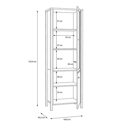 Cote | Furniture High Rock Display Cabinet, 1 Glazed Door + 1 Oak Door - Black & Oak High Rock, Display Cabinets 801hrkv711-m197