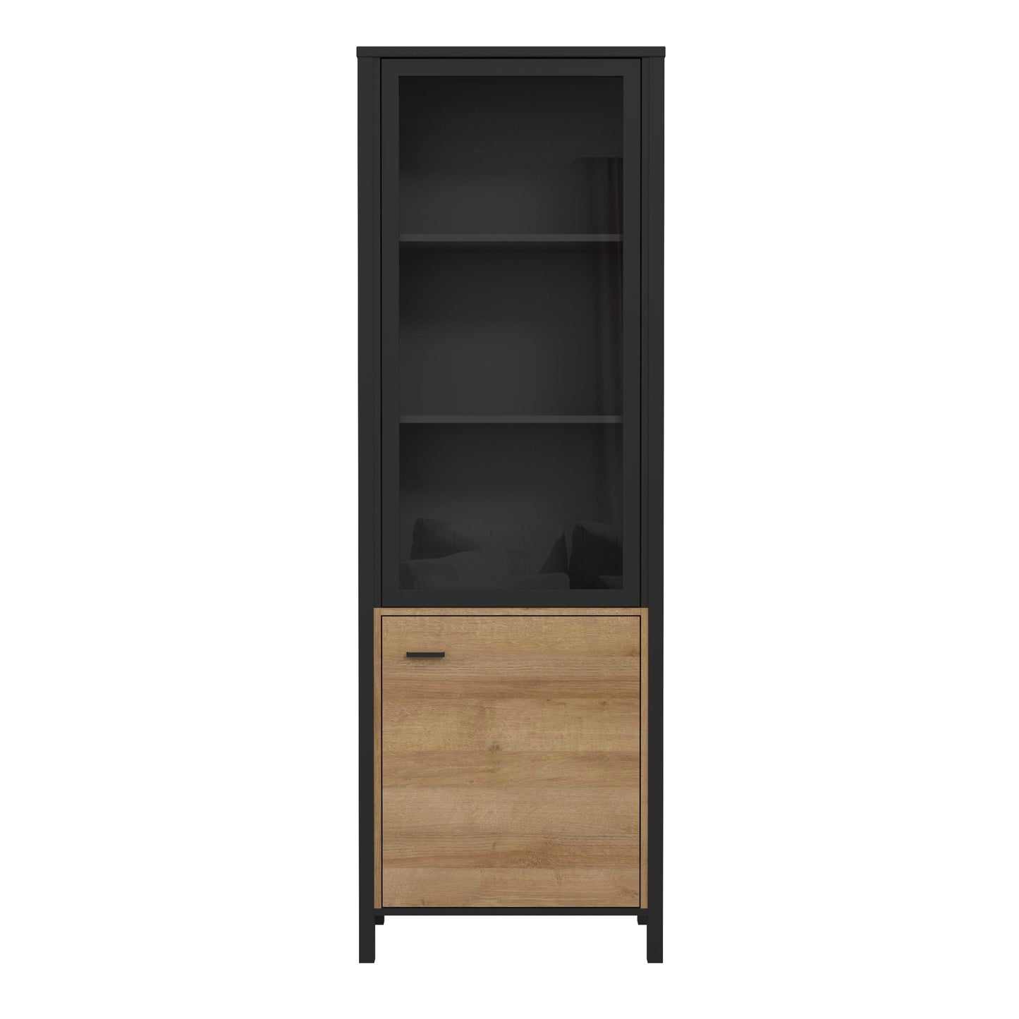 Cote | Furniture High Rock Display Cabinet, 1 Glazed Door + 1 Oak Door - Black & Oak High Rock, Display Cabinets 801hrkv711-m197