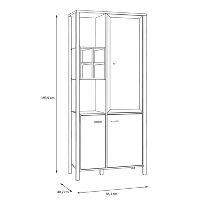 Cote | Furniture High Rock Display Cabinet, 2 Glazed Doors +  2 Oak Doors + 4 Cube Display Shelf - Black & Oak High Rock, Display Cabinets 801hrkv721r-m197