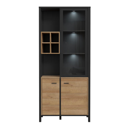 Cote | Furniture High Rock Display Cabinet, 2 Glazed Doors +  2 Oak Doors + 4 Cube Display Shelf - Black & Oak High Rock, Display Cabinets 801hrkv721r-m197