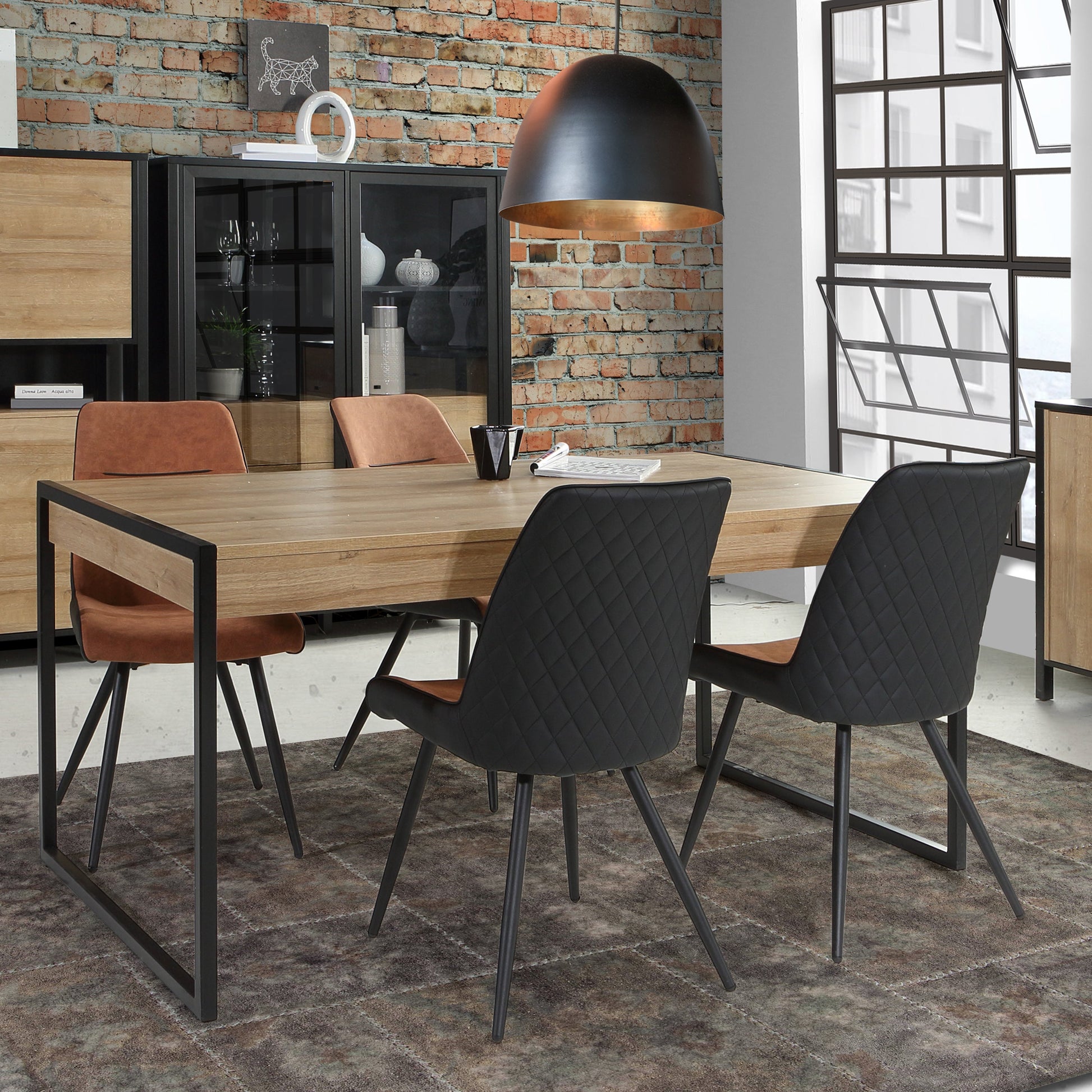 Cote | Furniture High Rock 4 Seater Dining Table (Includes 2 Drawers) - Black & Oak High Rock, Dining Tables 801hudt403-m219