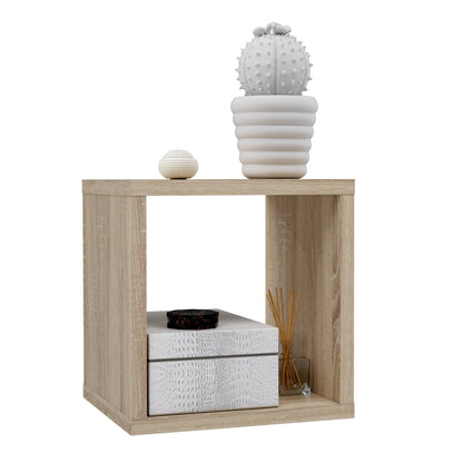 Cote | Furniture Mauro Singular Cube Storage Unit - Sonoma Oak Mauro, Side Tables 801mxxr011-d30f