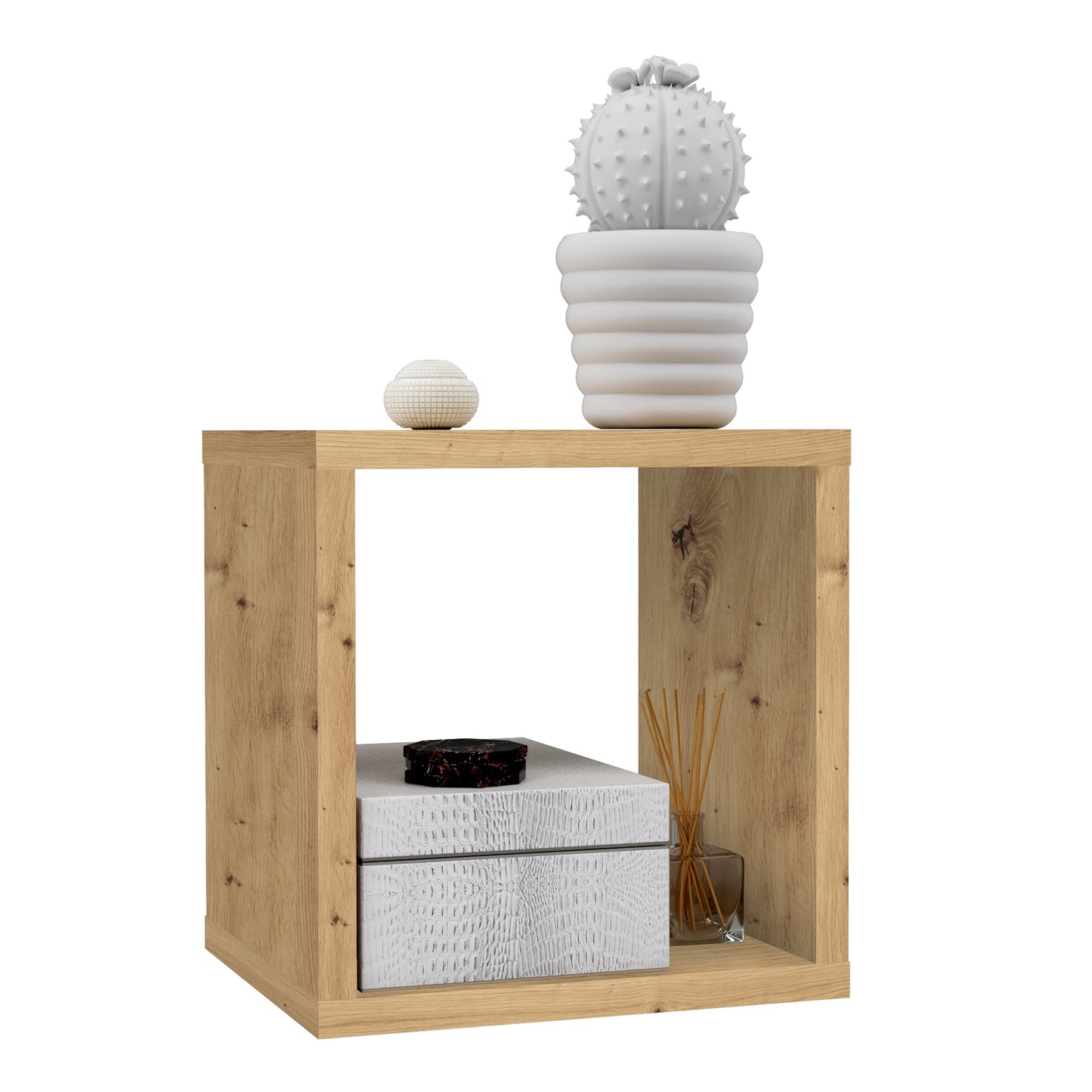 Cote | Furniture Mauro Singular Cube Storage Unit - Artisan Oak Mauro, Side Tables 801mxxr011-d78