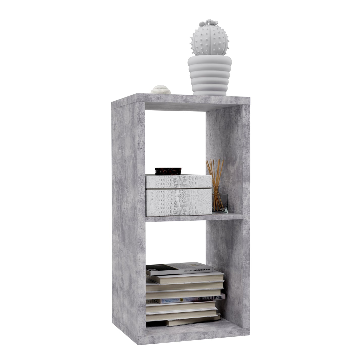 Cote | Furniture Mauro 1 Shelf Cube Storage Unit - Concrete Grey Mauro, Shelving 801mxxr111-u39