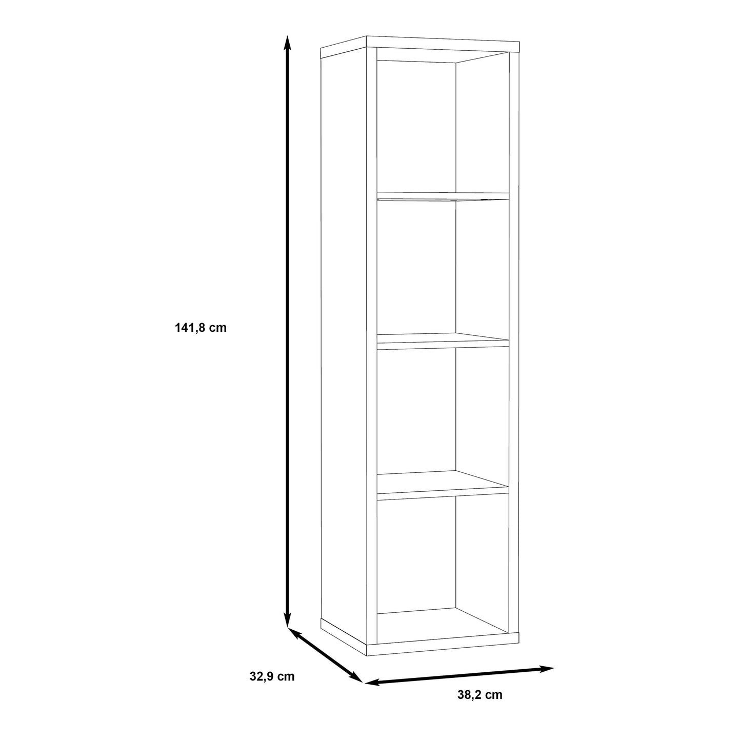 Cote | Furniture Mauro 3 Shelves Cube Storage Unit - Artisan Oak Mauro, Shelving 801mxxr411-d78