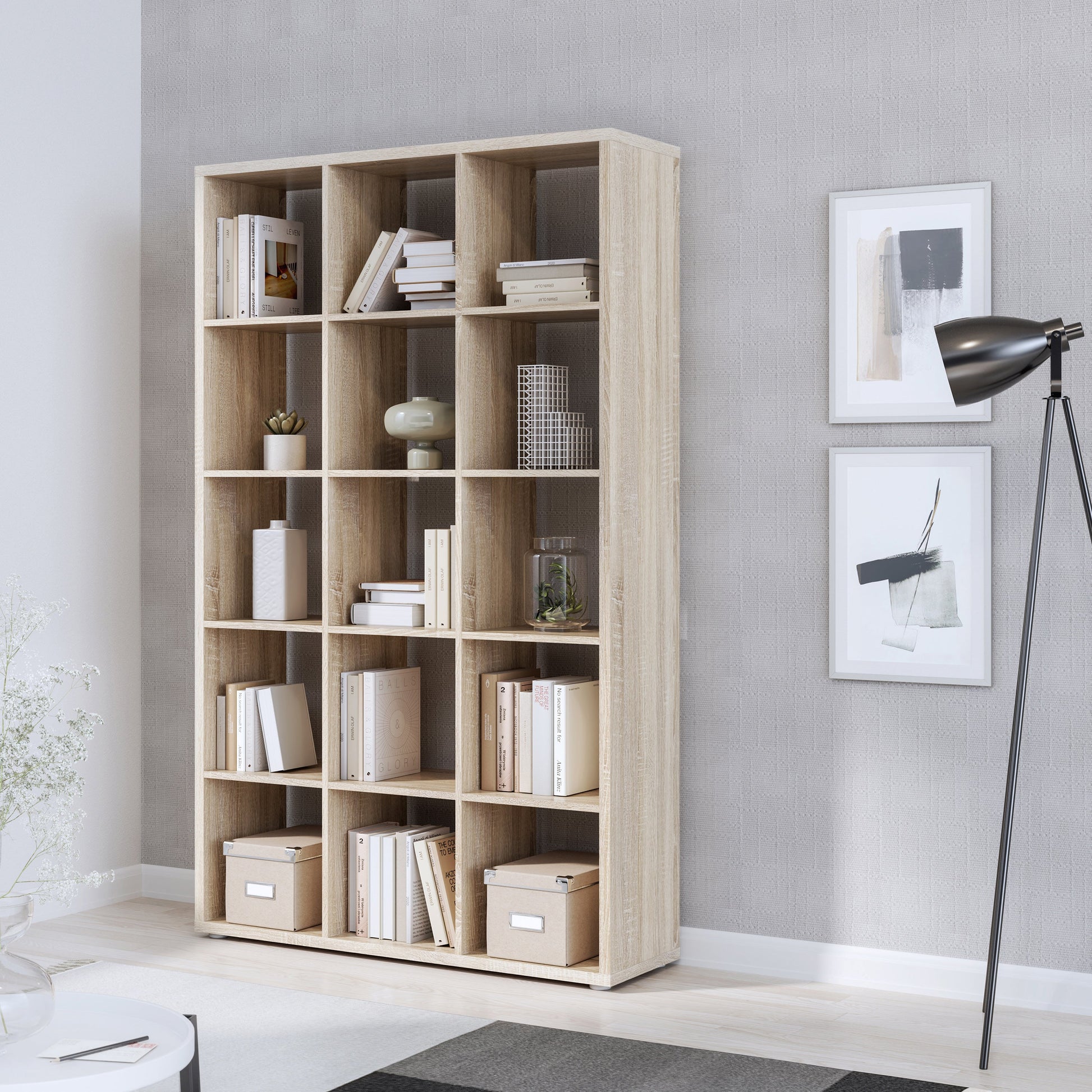 Cote | Furniture Mauro 3x5 Cube Storage Unit - Sonoma Oak Mauro, Side Tables 801mxxr431-d30f