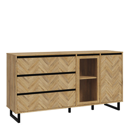 Cote | Furniture Nikomedes Sideboard, Herringbone - Oak & Black Nikomedes, Sideboards 801nmsk232r-m570