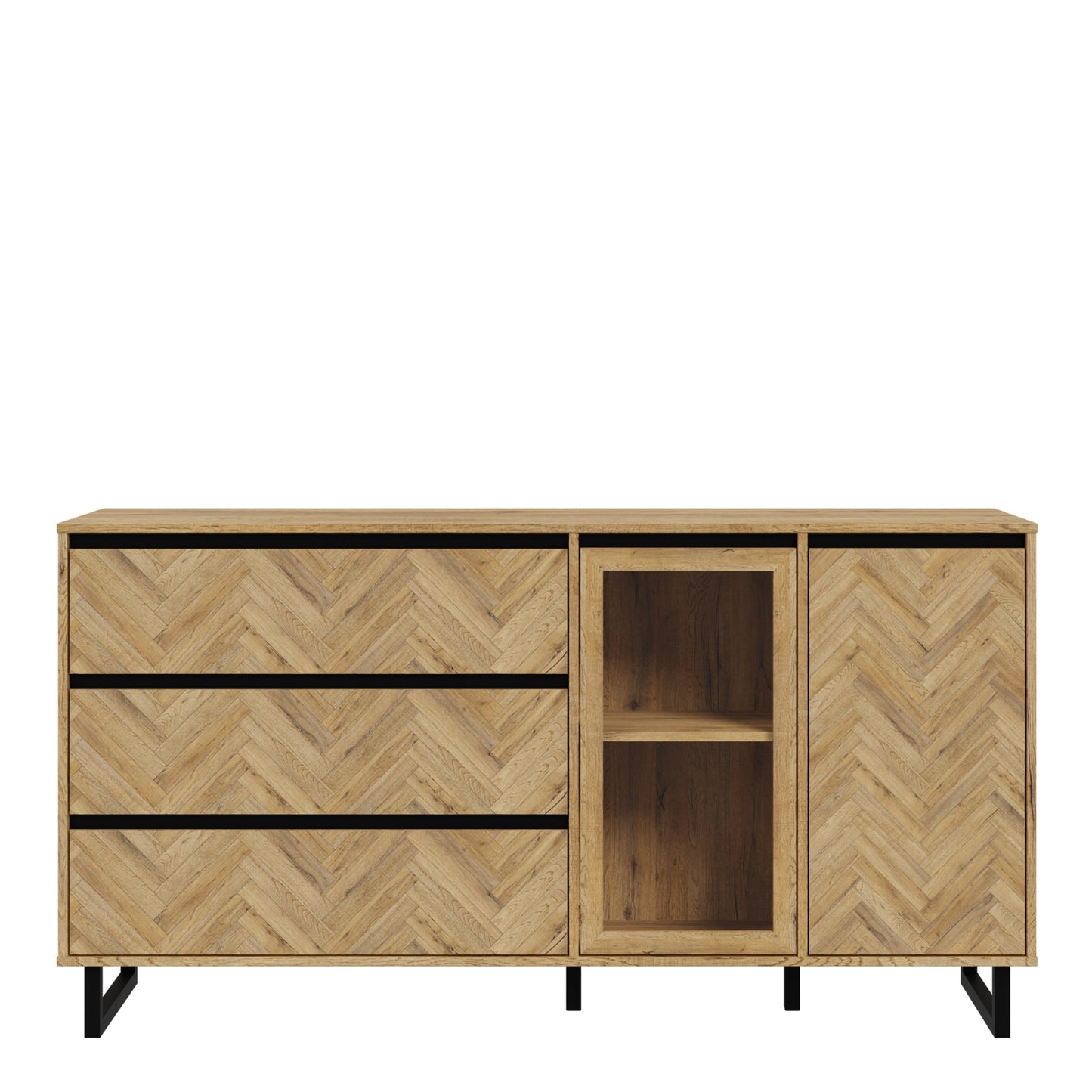 Cote | Furniture Nikomedes Sideboard, Herringbone - Oak & Black Nikomedes, Sideboards 801nmsk232r-m570