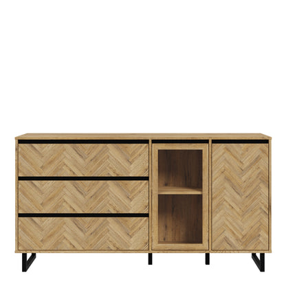 Cote | Furniture Nikomedes Sideboard, Herringbone - Oak & Black Nikomedes, Sideboards 801nmsk232r-m570