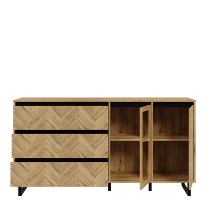 Cote | Furniture Nikomedes Sideboard, Herringbone - Oak & Black Nikomedes, Sideboards 801nmsk232r-m570