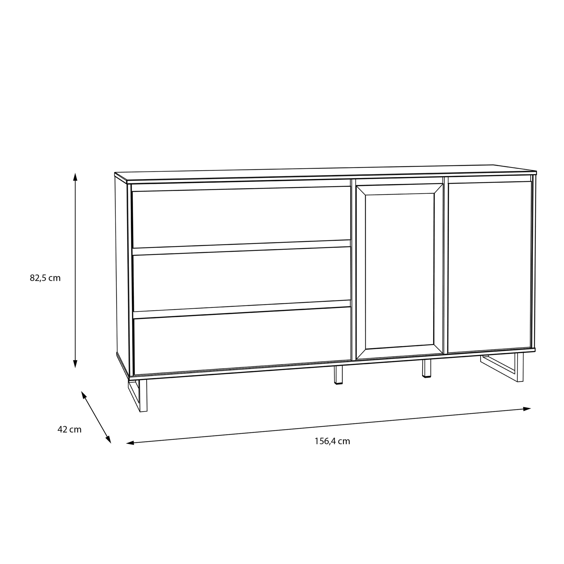 Cote | Furniture Nikomedes Sideboard, Herringbone - Oak & Black Nikomedes, Sideboards 801nmsk232r-m570