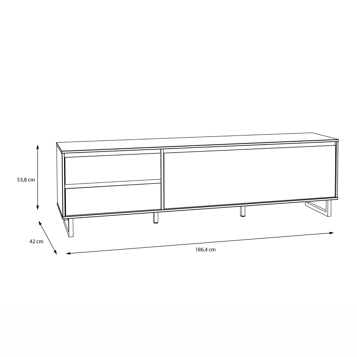 Cote | Furniture Nikomedes TV Unit, Herringbone - Oak & Black Nikomedes, TV Stands 801nmst121l-m570