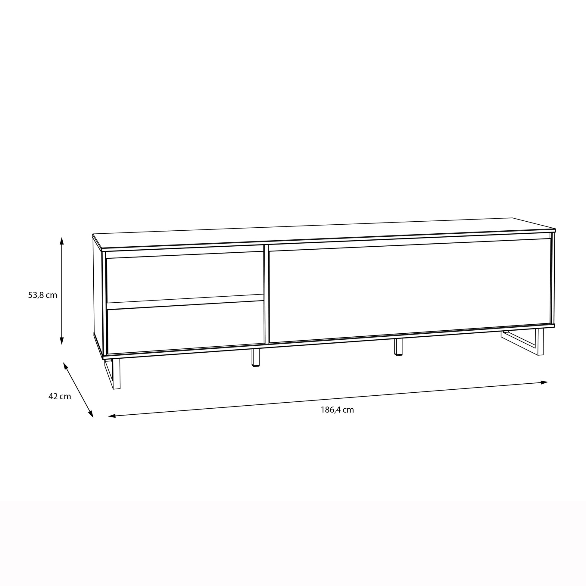 Cote | Furniture Nikomedes TV Unit, Herringbone - Oak & Black Nikomedes, TV Stands 801nmst121l-m570