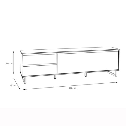 Cote | Furniture Nikomedes TV Unit, Herringbone - Oak & Black Nikomedes, TV Stands 801nmst121l-m570