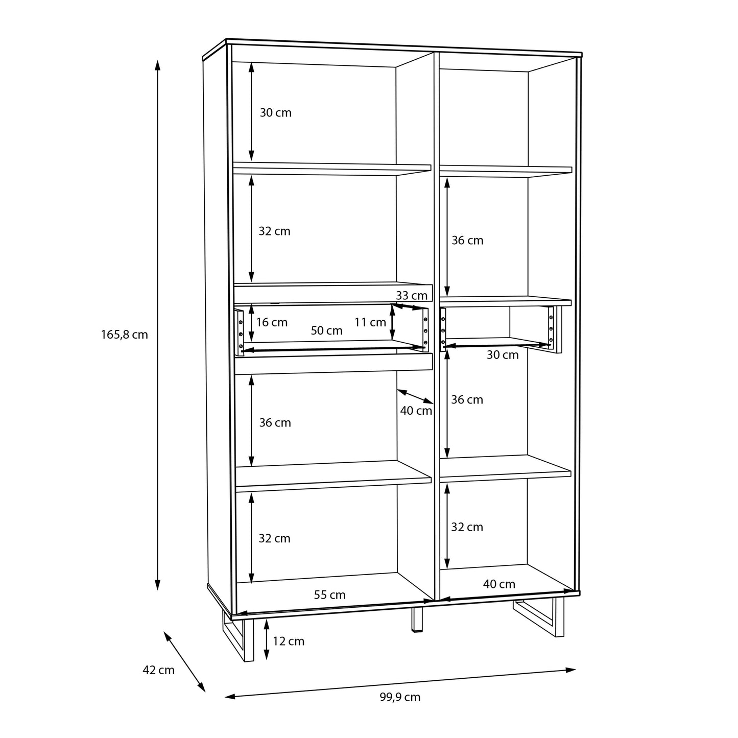 Cote | Furniture Nikomedes Display Cabinet, Herringbone - Oak & Black Nikomedes, Display Cabinets 801nmsv621r-m570