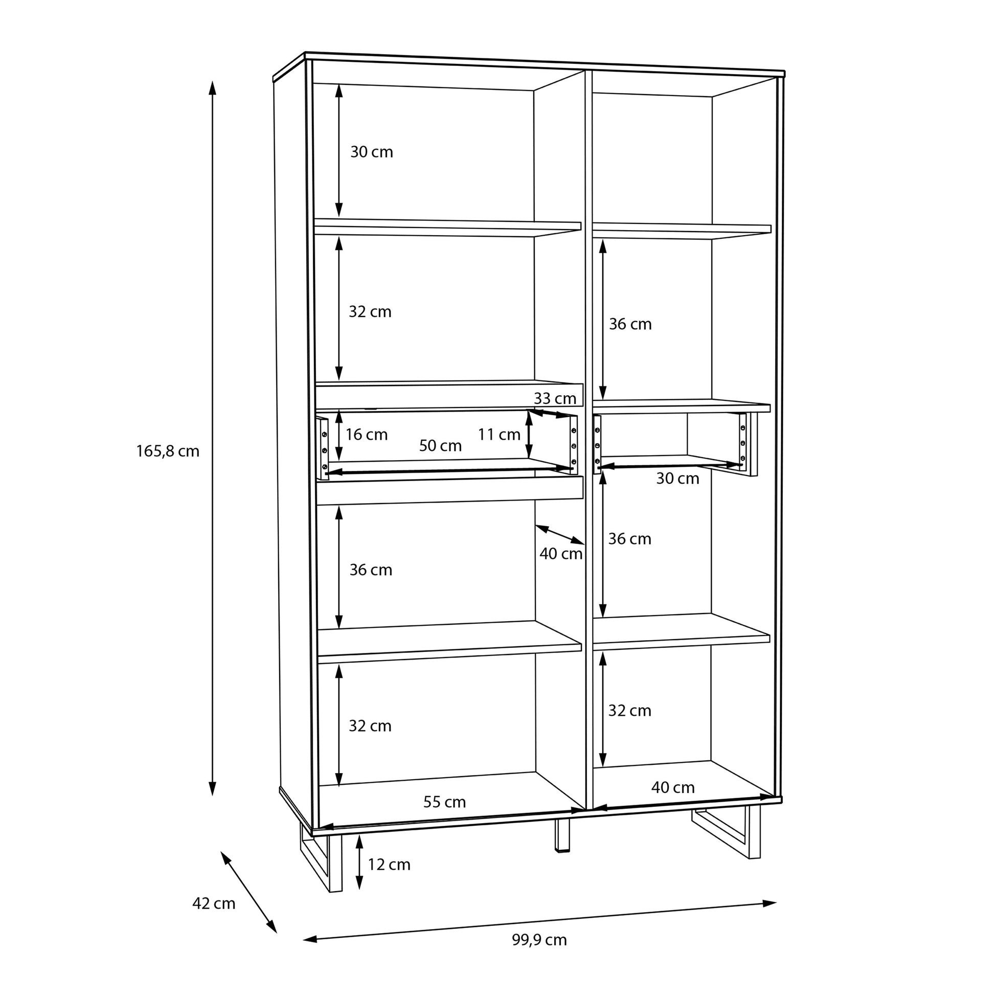 Cote | Furniture Nikomedes Display Cabinet, Herringbone - Oak & Black Nikomedes, Display Cabinets 801nmsv621r-m570