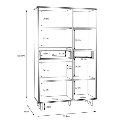 Cote | Furniture Nikomedes Display Cabinet, Herringbone - Oak & Black Nikomedes, Display Cabinets 801nmsv621r-m570