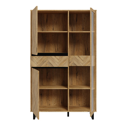 Cote | Furniture Nikomedes Display Cabinet, Herringbone - Oak & Black Nikomedes, Display Cabinets 801nmsv621r-m570