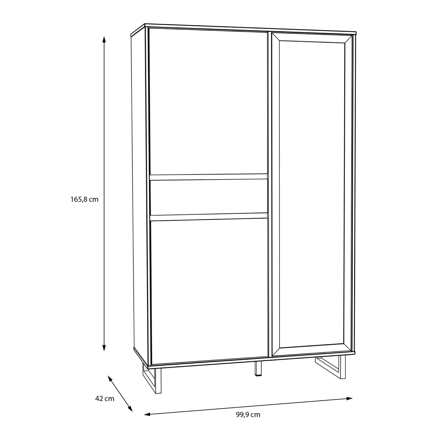 Cote | Furniture Nikomedes Display Cabinet, Herringbone - Oak & Black Nikomedes, Display Cabinets 801nmsv621r-m570