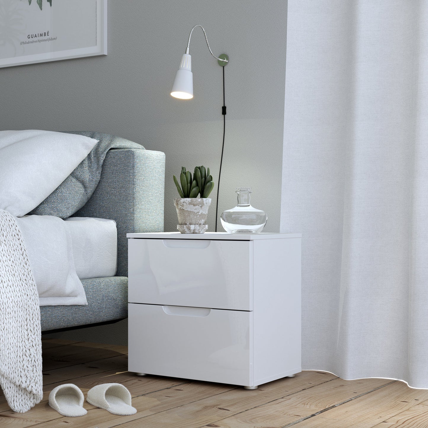 Cote | Furniture Sienna Bedside Table, 2 Drawer - White  Sienna, Bedside Tables 801snnk011-v29