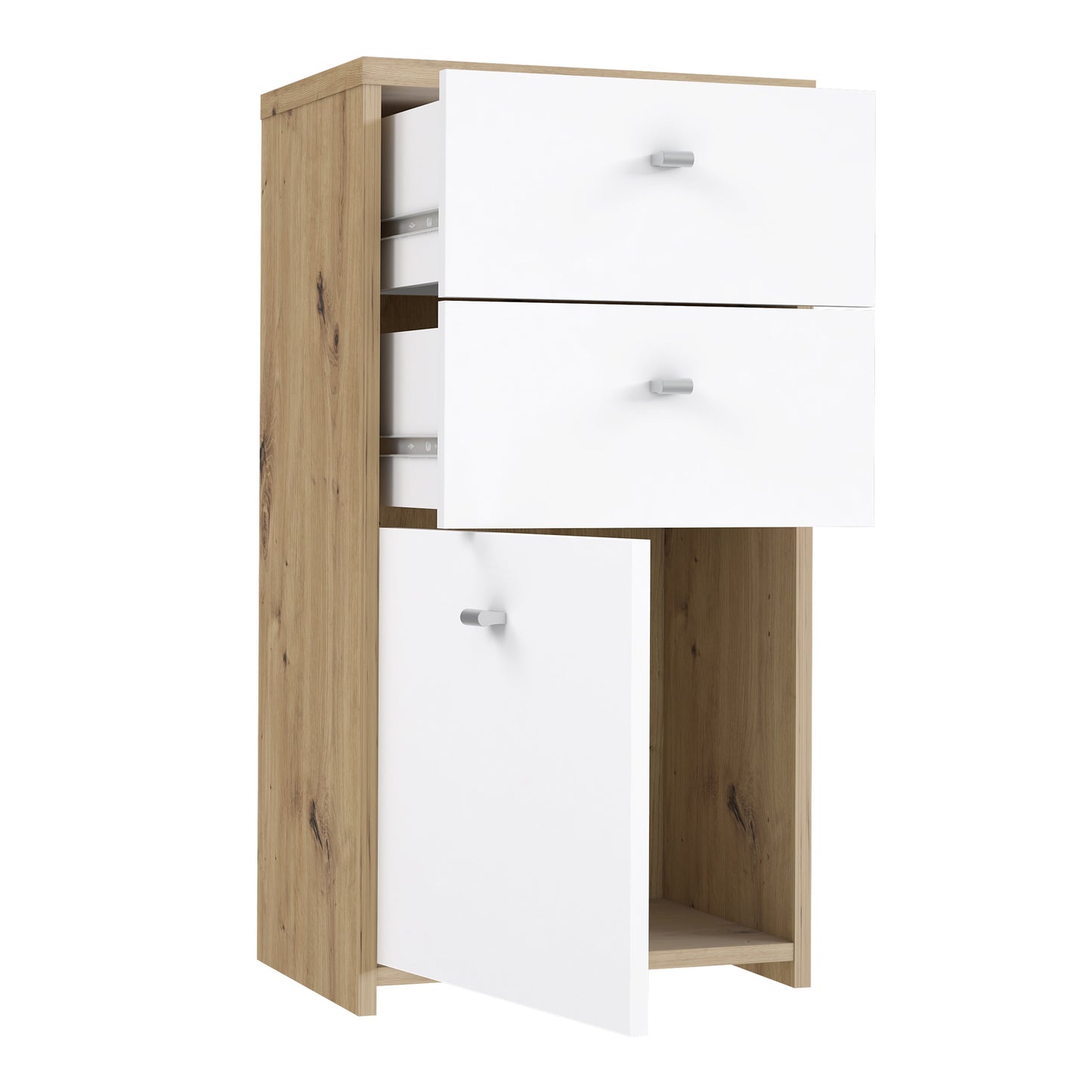 Cote | Furniture Best Chest Cabinet with 2 Drawer, 1 Door - Artisan Oak/White Best Chest, Chest of Drawers 801sqnk211-c804