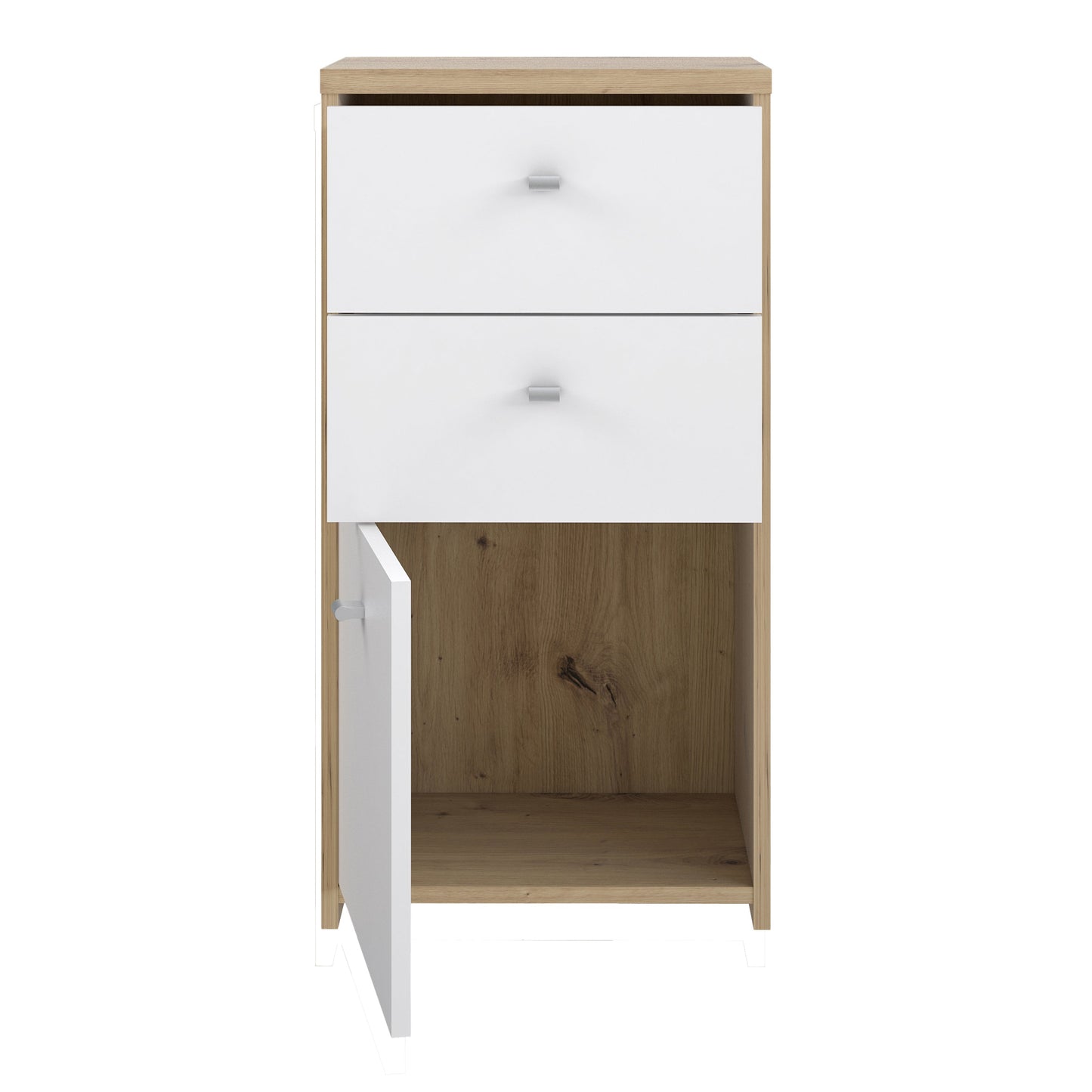 Cote | Furniture Best Chest Cabinet with 2 Drawer, 1 Door - Artisan Oak/White Best Chest, Chest of Drawers 801sqnk211-c804