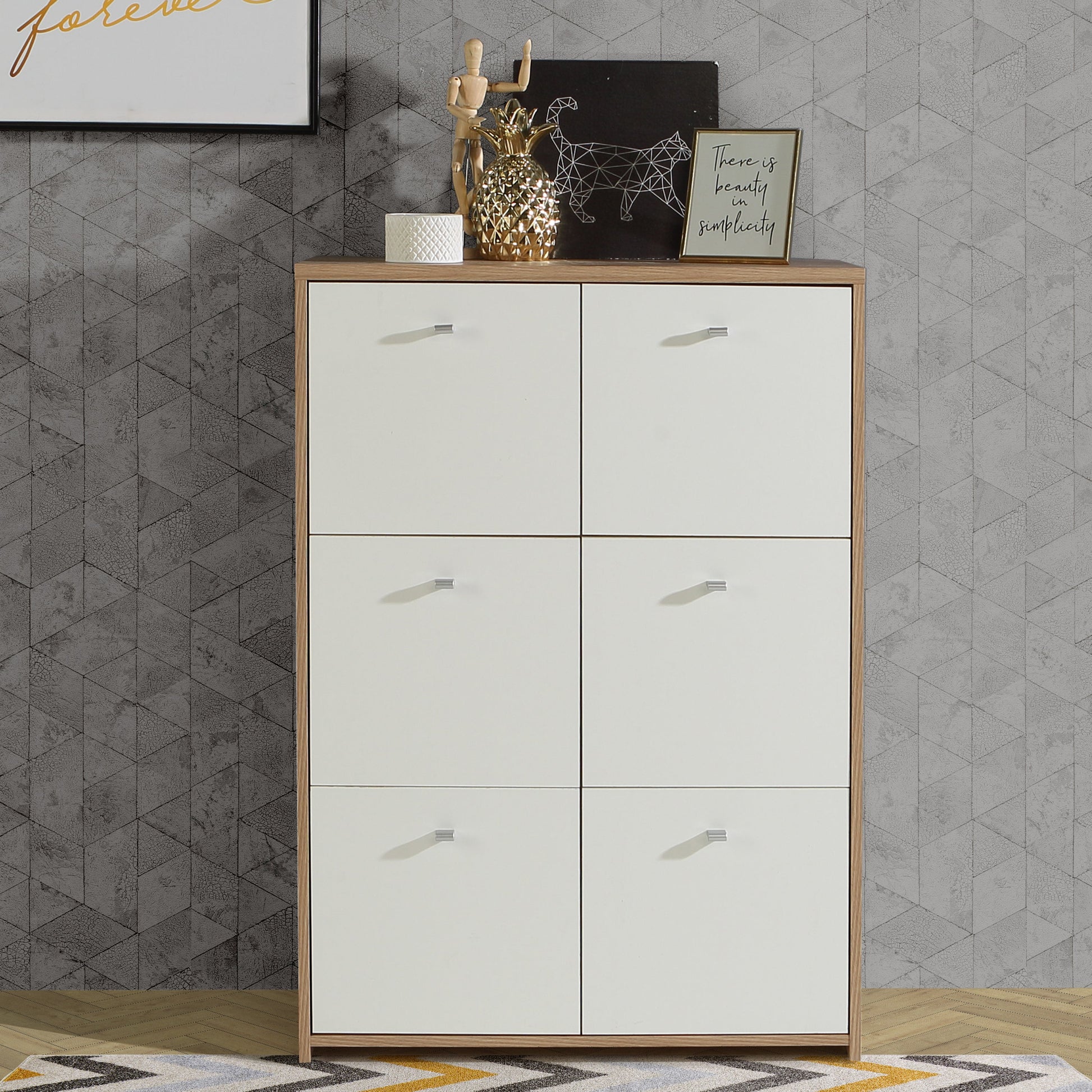 Cote | Furniture Best Chest Cabinet with 6 Door - Artisan Oak/White Best Chest, Chest of Drawers 801sqnk321-c804