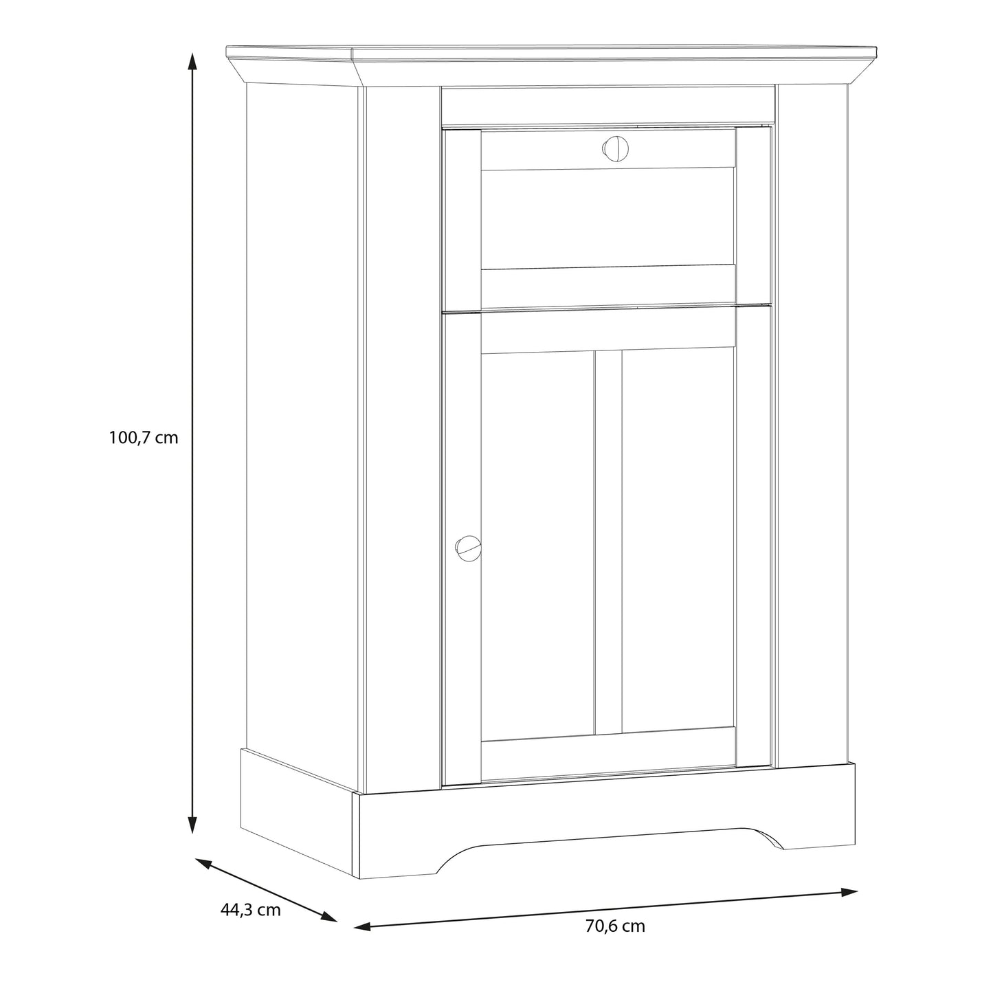 Cote | Furniture Illopa Chest of Drawers - 1 Drawer + 1 Door - Snowy Oak & Oak Illopa, Chest of Drawers 801tiqd211-j99