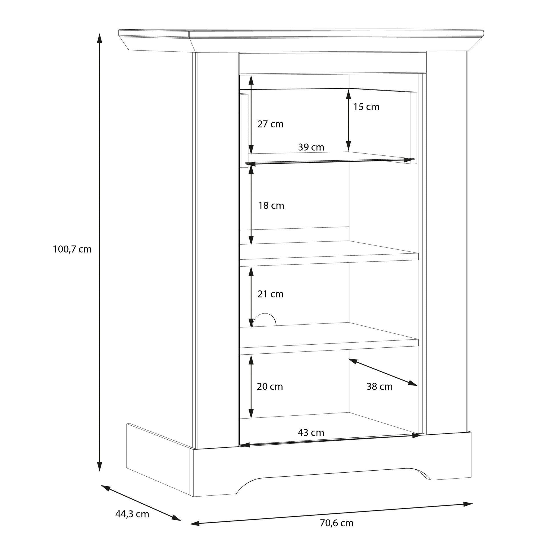 Cote | Furniture Illopa Chest of Drawers - 1 Drawer + 1 Door - Snowy Oak & Oak Illopa, Chest of Drawers 801tiqd211-j99