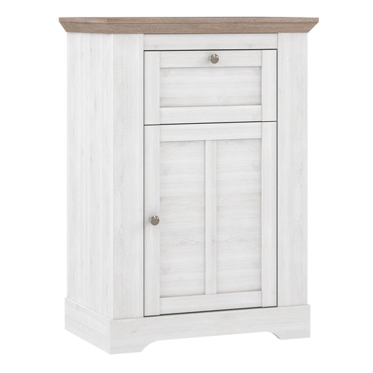 Cote | Furniture Illopa Chest of Drawers - 1 Drawer + 1 Door - Snowy Oak & Oak Illopa, Chest of Drawers 801tiqd211-j99