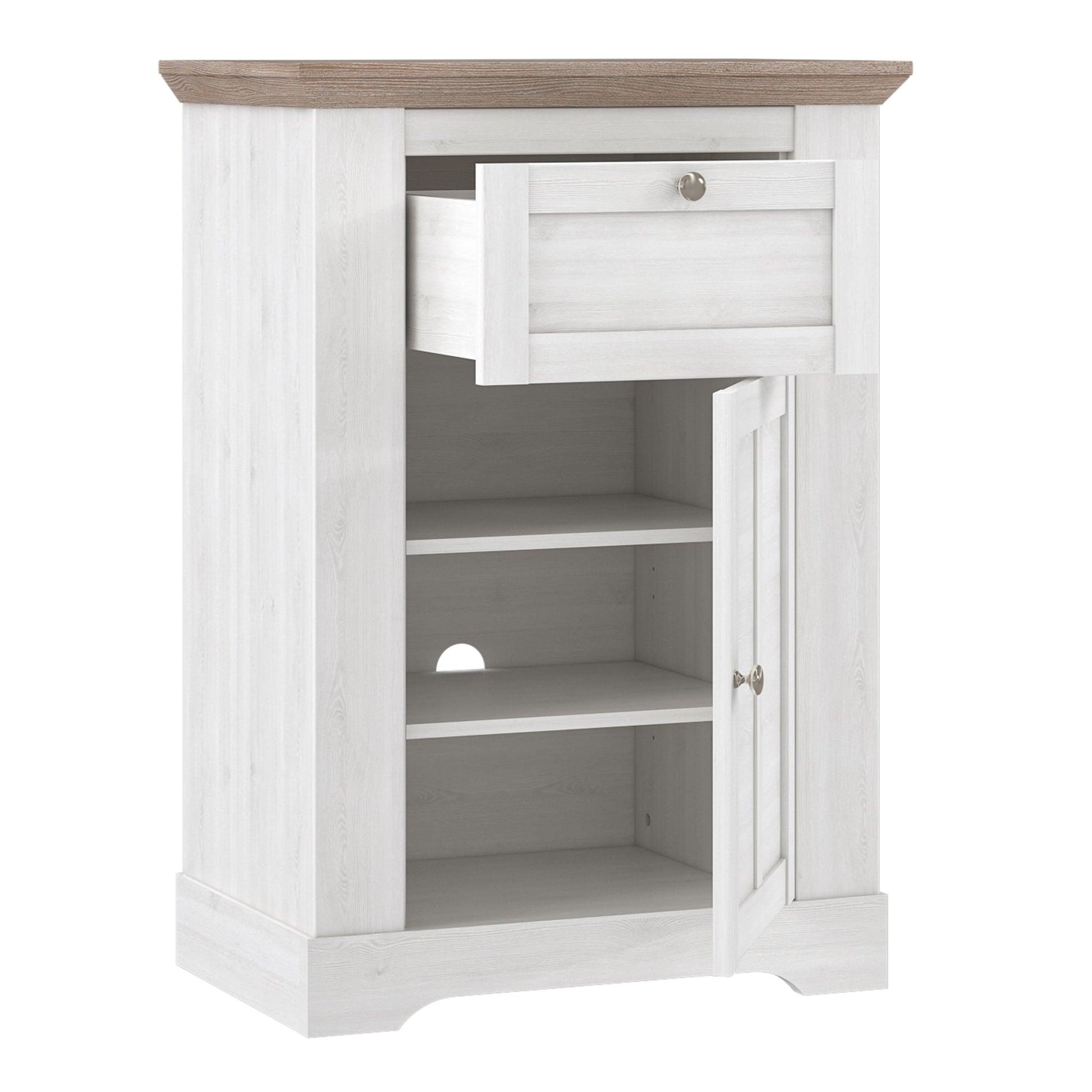 Cote | Furniture Illopa Chest of Drawers - 1 Drawer + 1 Door - Snowy Oak & Oak Illopa, Chest of Drawers 801tiqd211-j99