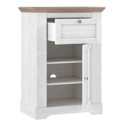 Cote | Furniture Illopa Chest of Drawers - 1 Drawer + 1 Door - Snowy Oak & Oak Illopa, Chest of Drawers 801tiqd211-j99