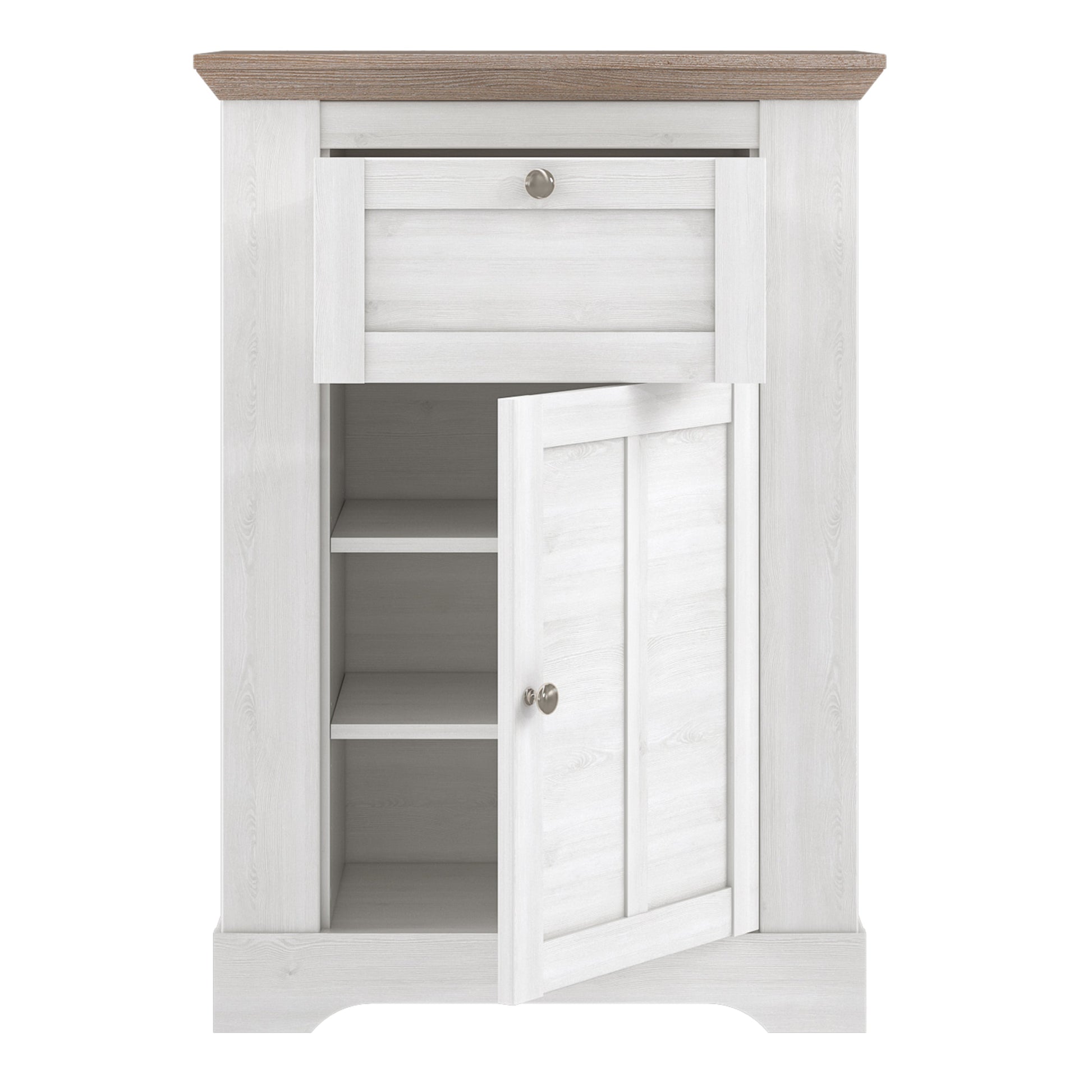 Cote | Furniture Illopa Chest of Drawers - 1 Drawer + 1 Door - Snowy Oak & Oak Illopa, Chest of Drawers 801tiqd211-j99