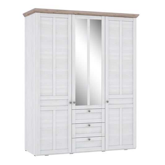 Cote | Furniture Iloppa Wardrobe, 3 Door - Snowy Oak & Oak Illopa, Wardrobes 801tiqs833s1-j99