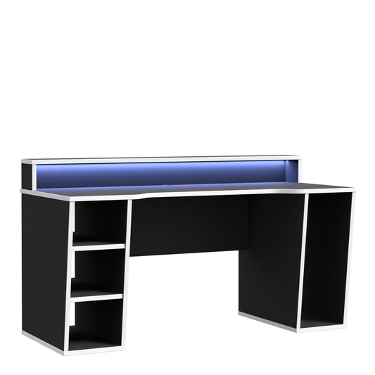 Cote | Furniture Tezaur Gaming Desk with LED - Black & White Tezaur, Gaming Furniture 801tzrb211b3-m240