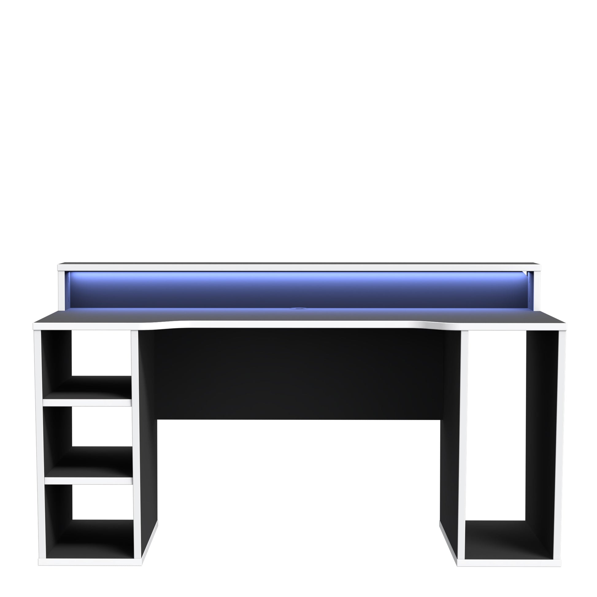 Cote | Furniture Tezaur Gaming Desk with LED - Black & White Tezaur, Gaming Furniture 801tzrb211b3-m240