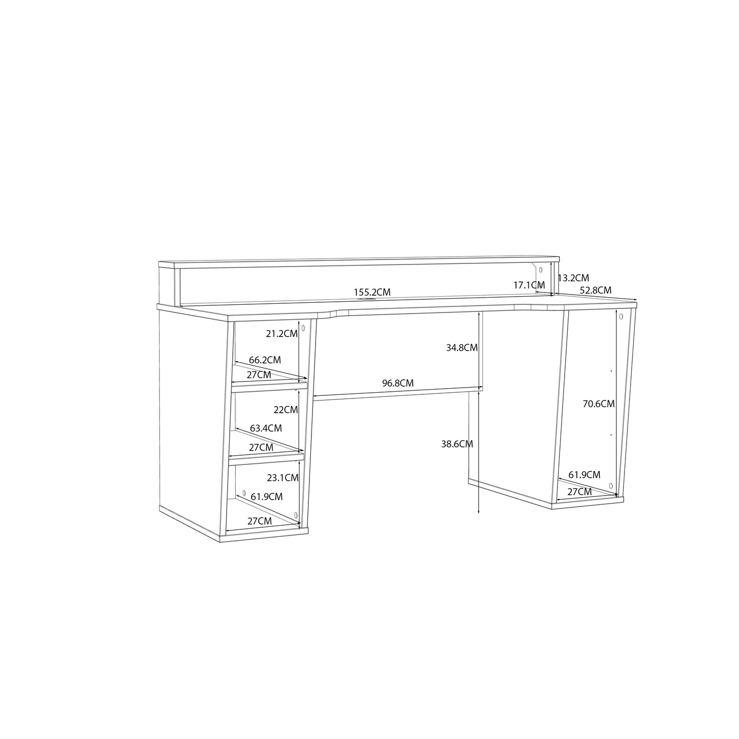 Cote | Furniture Tezaur Gaming Desk with LED - Black & White Tezaur, Gaming Furniture 801tzrb211b3-m240